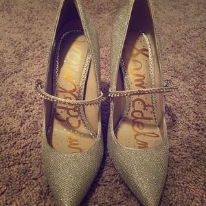 Sam Edelman Gold Mary Jane Heels